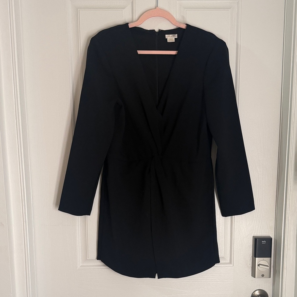 Black Long Sleeve Twist-Front Mini Romper